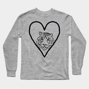 My Tiger Valentine Line Drawing Long Sleeve T-Shirt